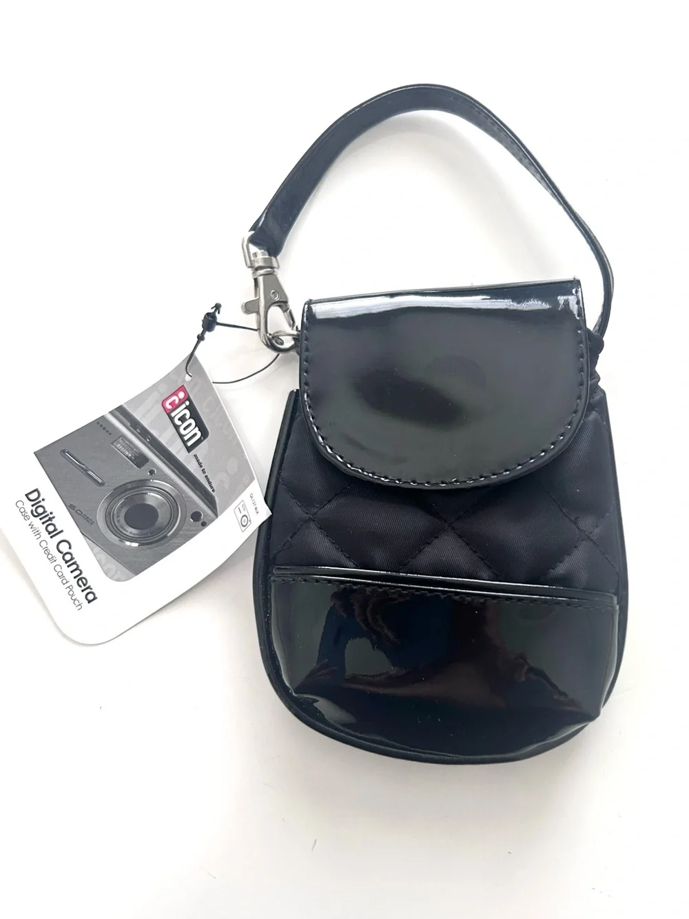 Digital Camera Pouch Wristlet Case With Credit Card Holder NEW Black Y2K